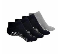Norhogo Lot de 4 paires de chaussettes antidérapantes pour femme - Chaussettes de yoga en caoutchouc - Points 35-42, noir/gris, Medium