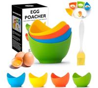 Norhogo Lot de 4 pocheuses à œufs en silicone sans BPA - Matériau de qualité alimentaire - Tasses à œufs - Cuiseur vapeur en silicone - Pour poêle à œufs, ustensiles de cuisine, chaudière à vapeur,