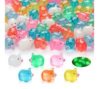 Norhogo Lot de 60 mini figurines de cochon en résine phosphorescentes - Mini figurines en résine - Pour jardin, maison de poupée, maison de poupée, maison de poupée, fête d'anniversaire