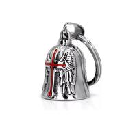 Norhogo Moto Bell Gardien Esprit chanceux Templier Croix en acier inoxydable titane, accessoires de sonnette gardien ou porte-clés pour cadeaux de moto