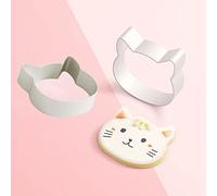 Norhogo Set emporte-pièce moule à biscuit emporte-pièce Modèle Silver Cartoon tête de chat gâteau moule à biscuit emporte-pièce modèle pour biscuits, pain, sandwichs, 5.6 * 1.6cm