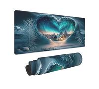 Norhtern Lights Love Grand tapis de souris de jeu XL - 80 x 30 cm de long - Avec base antidérapante de 3 mm - Pour la maison et le bureau