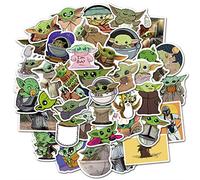 Norinoya Lot de 50 autocollants Baby Yoda pour ordinateur portable, bouteille d'eau, autocollants Star Wars pour décoration murale de chambre d'enfant, autocollants parfaits pour fête