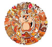 Norinoya Lot de 50 autocollants écureuil pour scrapbooking, cadeau de naissance, décoration de gâteaux, loisirs créatifs, fournitures d'estampage