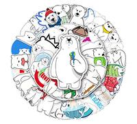 Norinoya Lot de 50 autocollants muraux ours polaire pour enfants, cadeau de naissance, fournitures de fête, autocollants muraux pour chambre d'enfant, autocollants de collection d'ours polaires