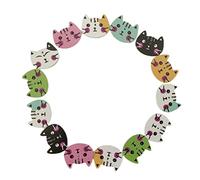 Norinoya Lot de 50 boutons en bois en forme de chat pour travaux manuels, couture, tricot, loisirs créatifs