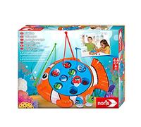 noris 606064296 Jeu de pêche passionnant pour Enfants en Plastique coloré Poissons et 3 pêches à partir de 3 Ans