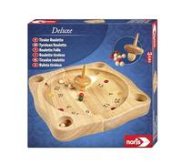 noris 606101930 Deluxe Roulette tyrolienne, Jeu en Bois Classique des Alpes, avec toupie, idéale pour Les Enfants à partir de 6 Ans