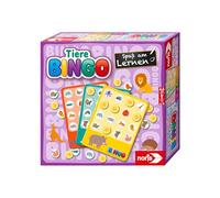 Noris Animaux Bingo - Reconnaître et associer Les Animaux avec 6 Tableaux de Bingo, 26 disques d'animaux, 69 jetons, Sac en Tissu et Instructions en 4 Langues, Jeu éducatif à partir de 4 Ans