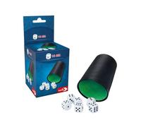 Noris Gobelets à dés avec 6 Cubes pour Les Yeux - Accessoires de Jeu Classiques pour Enfants et Adultes - Gobelets et dés en Plastique - Convient pour Les Jeux de dés, Les Jeux de société, Les fêtes