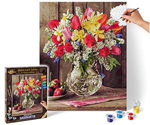 Noris Schipper 609130790 Peinture par numéros - Un Salut du Jardin de Ferme - Images de Peinture pour Adultes avec pinceaux et peintures acryliques 40 x 50 cm Multicolore