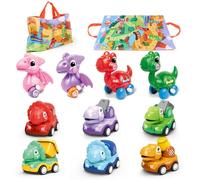 Norkbeng Jouet Dinosaure, Petites Voiture Enfant 3 Ans, 10 Pièces Jouets de Camion de Transport, Tapis de Jeu avec Figurines de Dinosaures, Cadeaux Montessori pour Garçons et Filles 4-8