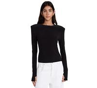 Norma Kamali Shoulder Pad Long Sleeve Crew Top Chemise Femme