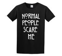 Normal People Scare Me Printed Unisex 100% Cotton Short-Sleeve T-Shirts Black S