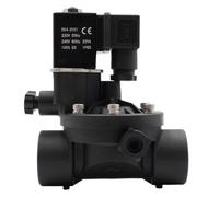 Normally Closed Or Open AC220V 2 Way Pilot Operated Plastic Solenoid Valve,Water Valves With Manual Switch And FLow Adjustment.(NPT_AC 110V_NORMALLY)