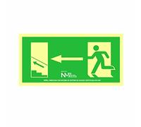 NORMALUZ 9020 Signal ÉVACUATION Escalier Haut Gauche PVC 0,7 mm Classe B 32 x 16 cm B11151 Multicolore