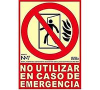 Normaluz RD00114 - Señal Luminiscente No Utilizar en Caso de Emergencia Clase B PVC 0,7mm 21x30cm con CTE, RIPCI y Apto para la Nueva Legislación