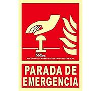 Normaluz RD00134 - Señal Luminiscente Parada de Emergencia Clase B PVC 0,7mm 21x30cm con CTE, RIPCI y Apto para la Nueva Legislación