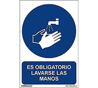 Normaluz RD20028 - Señal Es Obligatorio Lavarse Las Manos PVC Glasspack 0,7mm 21x30 cm