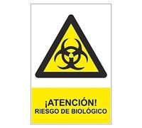 Normaluz Rd35617 - Señal Adhesiva ¡Atención! Riesgo de Biológico Adhesivo de Vinilo 15X20 cm, Amarillo