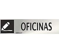 Normaluz RD707042 - Señal Adhesiva Rectangular Oficinas Acero inoxidable Adhesivo 0,8 mm 5x20 cm, Gris