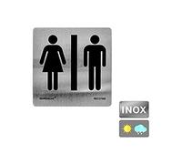 Normaluz RD727008 - Señal Adhesiva Cuadrada Aseos Acero inoxidable Adhesivo 0,8 mm 12x12 cm