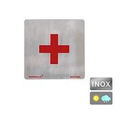 Normaluz RD727022 - Señal Adhesiva Cuadrada Hospital Acero inoxidable Adhesivo 0,8 mm 12x12 cm