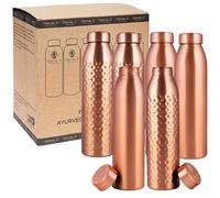 NORMAN JR Bouteille d'eau en cuivre 1L-Coffret cadeau avec 6 pcs, Plaine 3, Martelée 3, un récipient ayurvédique en cuivre pur-vous aide à boire plus d'eau, avec de nombreux bienfaits pour la santé