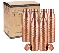NORMAN JR Bouteille d'eau en Cuivre 1L- Coffret cadeau de 6, Martelé, un récipient ayurvédique en cuivre pur - vous aide à boire plus d'eau avec de nombreux bienfaits pour la santé