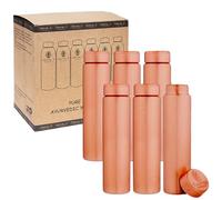 NORMAN JR Bouteille d'eau en cuivre 550 ml - Coffret cadeau de 6, unie, un récipient ayurvédique en cuivre pur - vous aide à boire plus d'eau, avec de nombreux bienfaits pour la santé