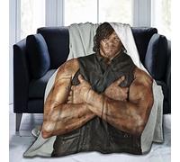 Norman Reedus Daryl Dixon Impression 3D Agneau Peluche Literie Décor pour Salon Chambre Dortoir Décor 150 cm x 125 cm