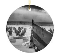 Normandie Pendant La Seconde Guerre Mondiale Hanging Noël Pendentif Porcelaine Suspendu Ornement pour Maison Magasins Fête 7.3Cm