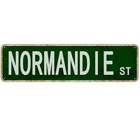 Normandie Street Affiche et impressions vintage en étain Décoration murale 40,6 x 10,2 cm