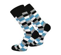 normani Chaussettes 'Square' turquoise / gris / noir / blanc, Taille 35-38