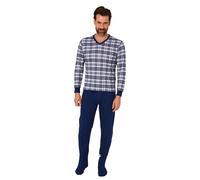 Normann Care Combinaison de soin pour homme - Pyjama une pièce avec pieds + fermeture éclair dans le dos + jambes, bleu, XL