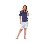 Normann Care Combinaison d'entretien pour femme à manches courtes avec fermeture éclair dans le dos et sur les jambes 271 271 90 100, bleu, XL