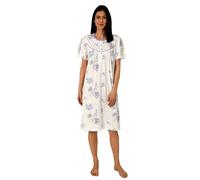 Normann Chemise de nuit à manches courtes pour femme au design classique féminin avec boutonnière au niveau du cou, lilas, 50-50
