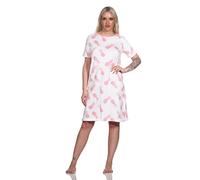 Normann Chemise de nuit à manches courtes pour femme avec motif ananas, rose, X-Large