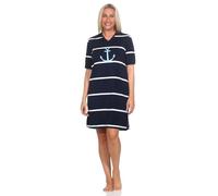 Normann Chemise de nuit pour femme au look marin avec motif ancre - Également en grande taille, Marine, 40-42