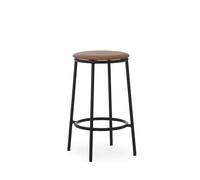 Normann Copenhagen Circa Tabouret de Bar H65 Cuir Rembourré Noir/Cuir Brandy 41574
