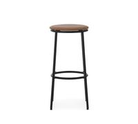 Normann Copenhagen Circa Tabouret de Bar H75 Cuir Rembourré Noir/Cuir Brandy 41574