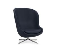 Normann Copenhagen Fauteuil Hyg cuir ultra 41573 navy. pied pivotant en aluminium