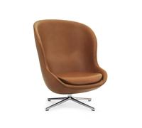 Normann Copenhagen Fauteuil Hyg cuir ultra 41574 brandy. pied pivotant en aluminium