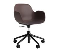 Normann Copenhagen Fauteuil pivotant à roulettes Form - brown - aluminium noir