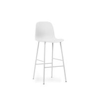 Normann Copenhagen Form Tabouret de Bar avec Dossier H75 cm Blanc/ Acier Blanc