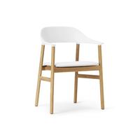Normann Copenhagen Herit Table à Manger Chaise M. Accoudoirs Cuir Rembourré Chêne/Blanc