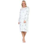 Normann Élégante chemise de nuit à manches longues pour femme en qualité interlock douillette - également en grande taille, bleu clair, 60-62
