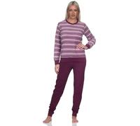 NORMANN Magnifique pyjama en tissu éponge à manches longues pour femme avec poignets, violet, 48-50