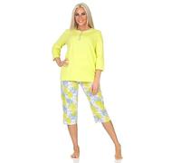 Normann Pyjama à manches courtes pour femme avec pantalon capri imprimé floral - également en grandes tailles, vert, 56-58