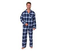 Normann Pyjama à manches longues en flanelle pour homme, aspect carreaux, également en grande taille, Marine1., 58